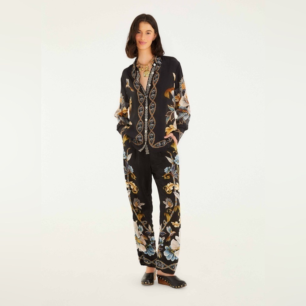 Farm Rio: Black Flowerful Garden Pajama
Pants DT